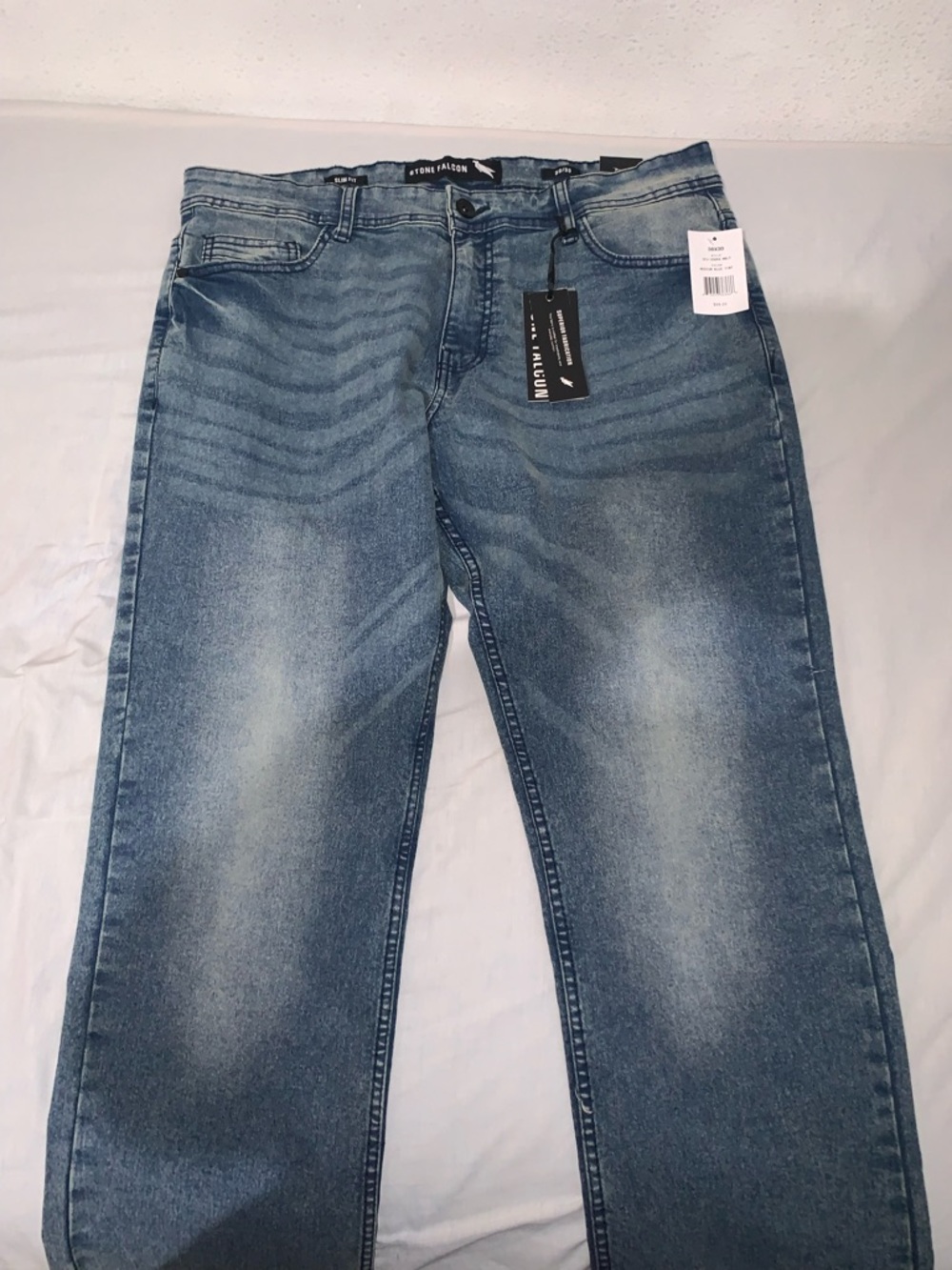 Stone Falcon Slim Fit Jeans Light Blue Denim Size: 36 X 30